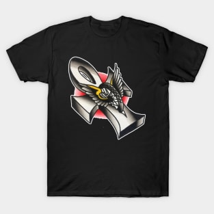 Ankh with Winged Wheel Tattoo Design T-Shirt